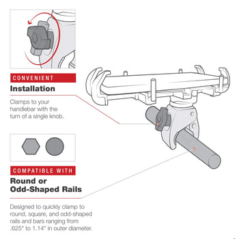 RAP-400-1U:RAP-400-1U_6:RAM Low-Profile Tough-Claw™ Small Clamp Mount