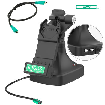 RAM-GDS-DOCKLR-D14-U1C-2A:RAM-GDS-DOCKLR-D14-U1C-2A_1:GDS Uni-Conn<sup>™</sup> Locking Tilt & Swivel Dock with USB-C + Data