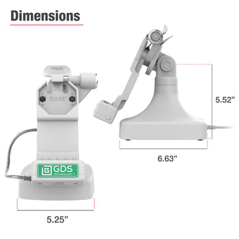 RAM-GDS-DOCKLR-D14-U1C-2A-GRY:RAM-GDS-DOCKLR-D14-U1C-2A-GRY_7:GDS Uni-Conn<sup>™</sup> Locking Tilt & Swivel Dock with USB-C + Data - Gray