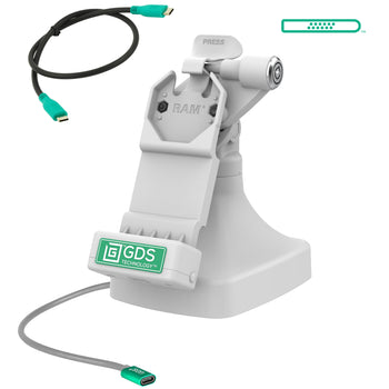 RAM-GDS-DOCKLR-D14-U1C-GRY:RAM-GDS-DOCKLR-D14-U1C-GRY_1:GDS Uni-Conn<sup>™</sup> Locking Tilt & Swivel Dock with USB-C - Gray
