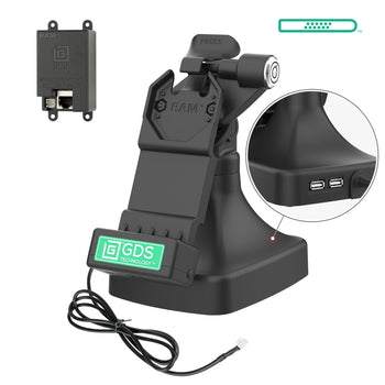 RAM-GDS-DOCKLR-D14-U1E-2A:RAM-GDS-DOCKLR-D14-U1E-2A_1:GDS Uni-Conn<sup>™</sup> Locking Tilt & Swivel Dock with PoE + Data