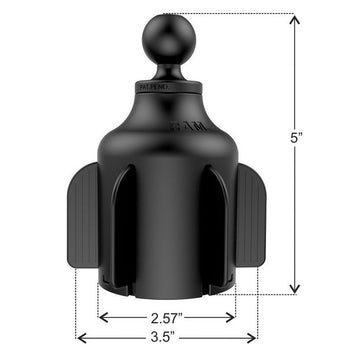 RAP-B-299-4-201U-C:RAP-B-299-4-201U-C_2:RAM Stubby Cup Holder Mount with Double Socket Arm - Long